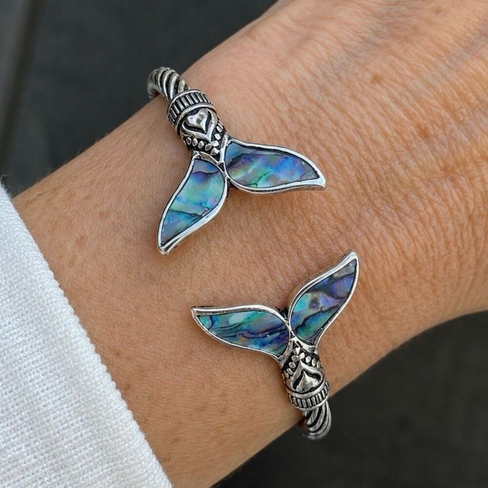 Mermaid or Whale Tail Bangle - Abalone Shell Bracelet